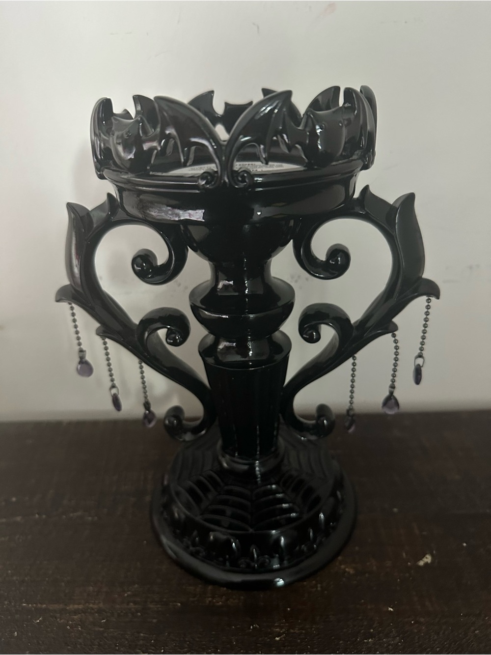 Bath & Body Works Black Pedestal 3 Wick Candle Holder